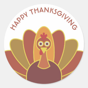 Simple Happy Thanksgiving Turkey Sticker