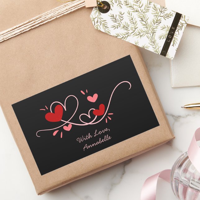 Simple Happy Valentines Day Rectangular Sticker (Creator Uploaded)