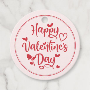 Simple Happy Valentine's Day Red Heart gift Favour Tags