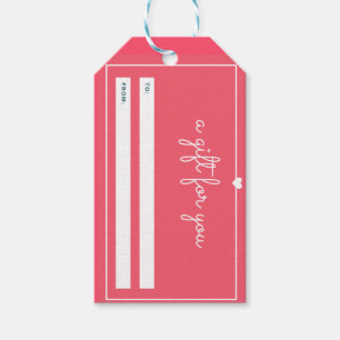Simple Happy Valentine's Day White Heart on Red Gift Tags