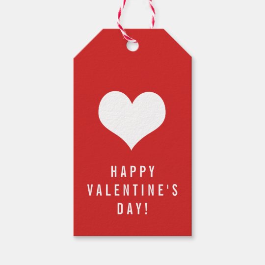 Simple Happy Valentine S Day White Heart On Red Gift s Zazzle Co Uk