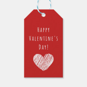 Simple Happy Valentine's Day with white Heart Gift Tags
