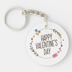 Simple Happy Valentine's Day Wreath   Keychain
