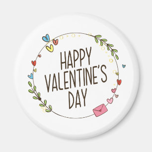 Simple Happy Valentine's Day Wreath Magnet