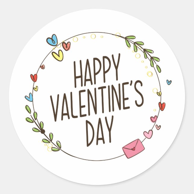 Simple Happy Valentine's Day Wreath | Sticker (Front)