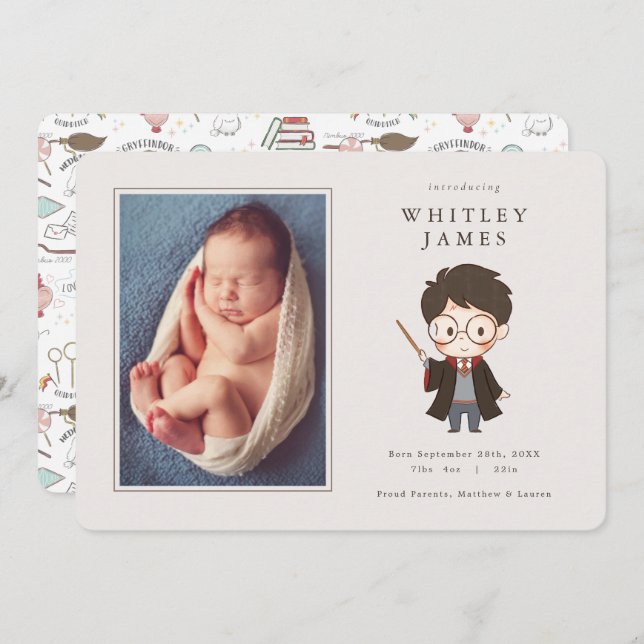 Simple Harry Potter Baby Birth Announcement (Front/Back)