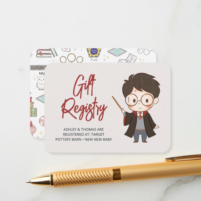 Simple Harry Potter Baby Shower Enclosure Card (Front/Back In Situ)