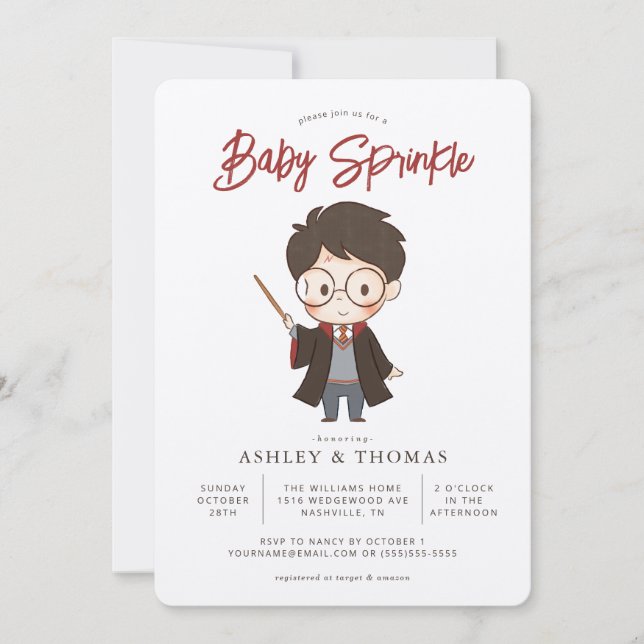 Simple Harry Potter Baby Sprinkle Invitation (Front)