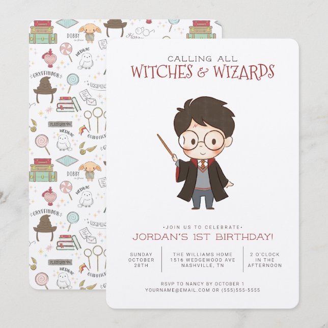 Simple Harry Potter Birthday Invitation (Front/Back)