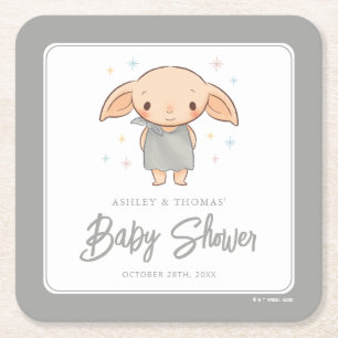 Simple Harry Potter - Dobby Baby Shower Square Paper Coaster