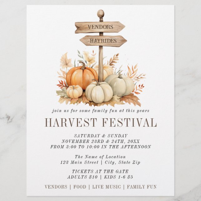 Simple Harvest Festival Pumpkin Flyer (Front)