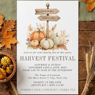 Simple Harvest Festival Pumpkin Invitation