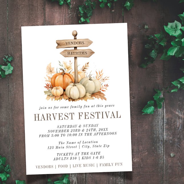 Simple Harvest Festival Pumpkin Invitation (Creator Uploaded)