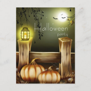 Simple Harvest Moon Halloween Party Invitations