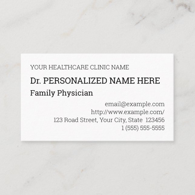 Simple, Healthcare Professional Business Card (Front)