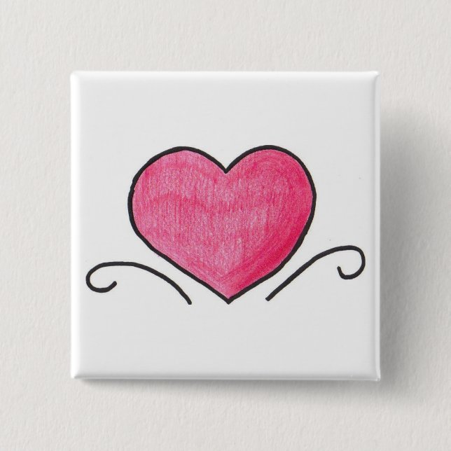 Simple heart 15 cm square badge (Front)
