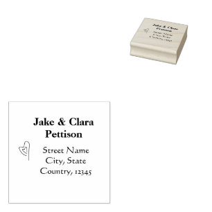 simple heart add name street address city pin rubber stamp
