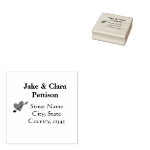 simple heart add name street address city pin rubber stamp