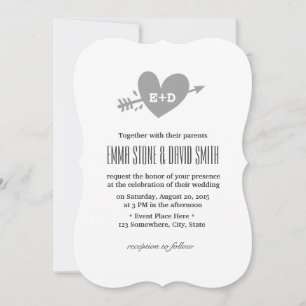 Simple Heart & Arrow Love Wedding Invitations