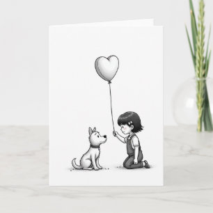 Simple Heart Balloon Pet Love Card