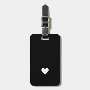 Simple Heart Black & White Modern Love Valentine Luggage Tag