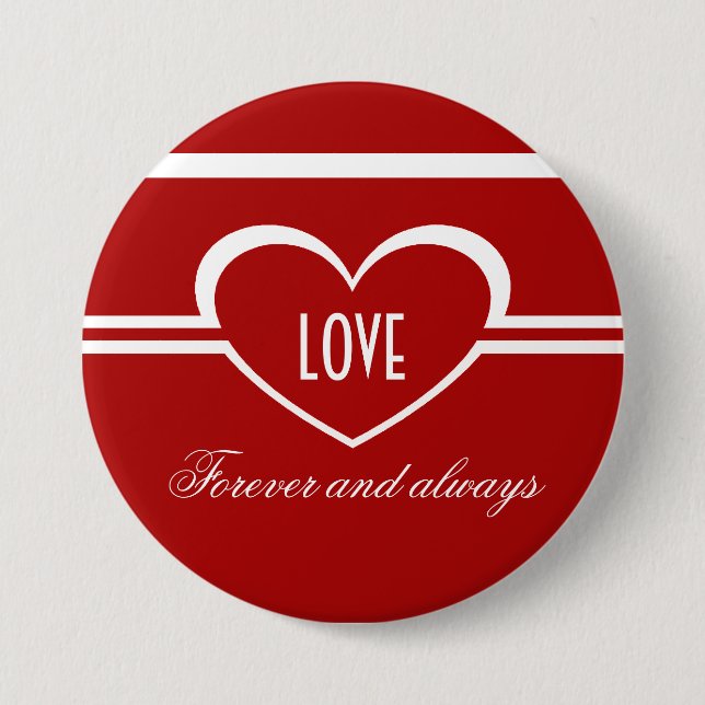 Simple Heart Button, Deep Red 7.5 Cm Round Badge (Front)