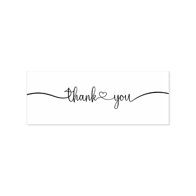 Simple Heart Calligraphy Thank You Rubber Stamp (Imprint)