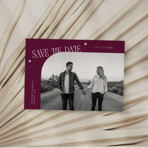 Simple Heart Cranberry Curved Frame Photo Save The Date