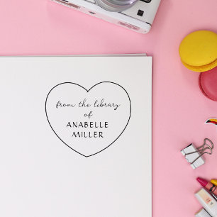 Simple Heart Cute Custom From The Library Book Rubber Stamp
