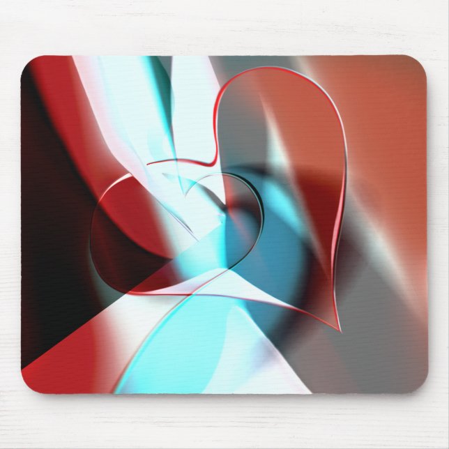 Simple heart design, crystalline tone mix in curve mouse mat (Front)