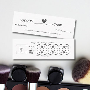 Simple Heart Elegant Black & White Loyalty Card