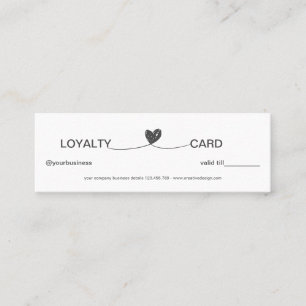 Simple Heart Elegant Black & White Loyalty Card