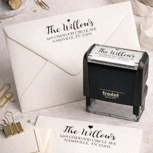 Simple Heart   Family Name & Return Address  Self-inking Stamp