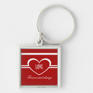 Simple Heart Keychain, Deep Red Key Ring