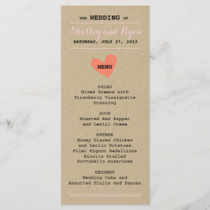 Simple Heart Menu Card