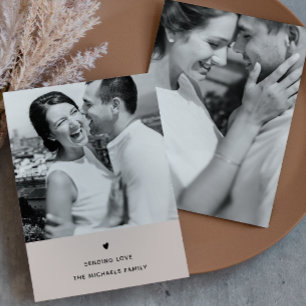 Simple Heart Natural Taupe Valentine Greeting Holiday Card