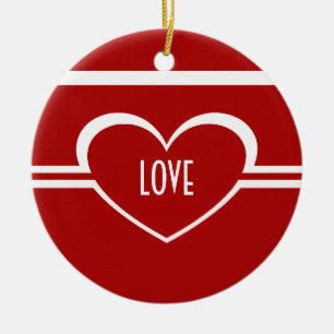Simple Heart Ornament, Deep Red Ceramic Tree Decoration