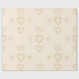 Simple heart outlines arranged Wrapping paper