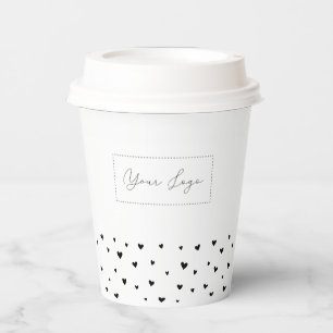 Simple Heart Pattern Business Logo Custom Paper Cu Cups