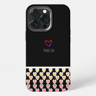 Simple Heart Pattern Repeat Border Rainbow iPhone 13 Pro Case