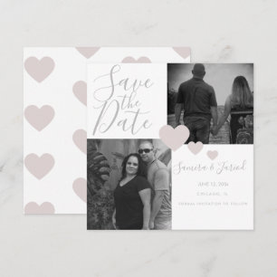Simple Heart Pink Grey Photo Collage Card