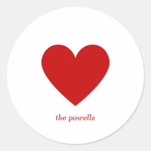 Simple Heart Red Classic Love Minimalist Chic Classic Round Sticker