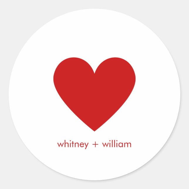 Simple Heart Red Modern Love Minimalist Chic Classic Round Sticker (Front)