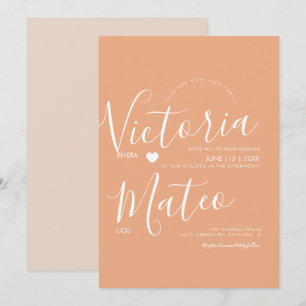 Simple Heart Script Typography Warm Wedding Invitation