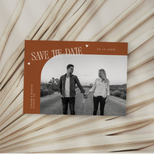 Simple Heart Terracotta Curved Frame Photo Save The Date