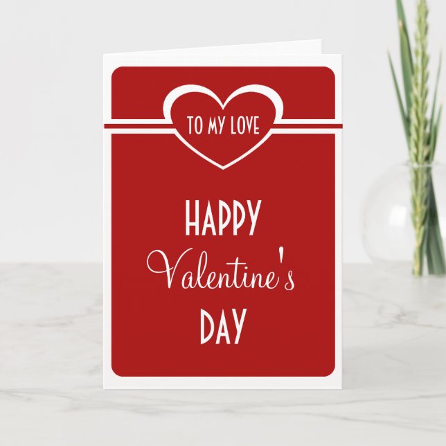 Simple Heart Valentine's Day Card, Deep Red Holiday Card (Front)