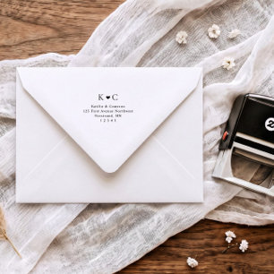 Simple Heart Wedding Envelope Return Address Self-inking Stamp