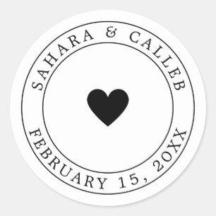 Simple Heart Wedding Favour Sticker Labels