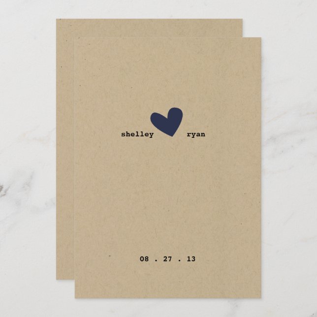 Simple Heart Wedding Invitation (Front/Back)