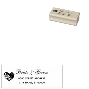 Simple Heart Wedding Return Address Rubber Stamp